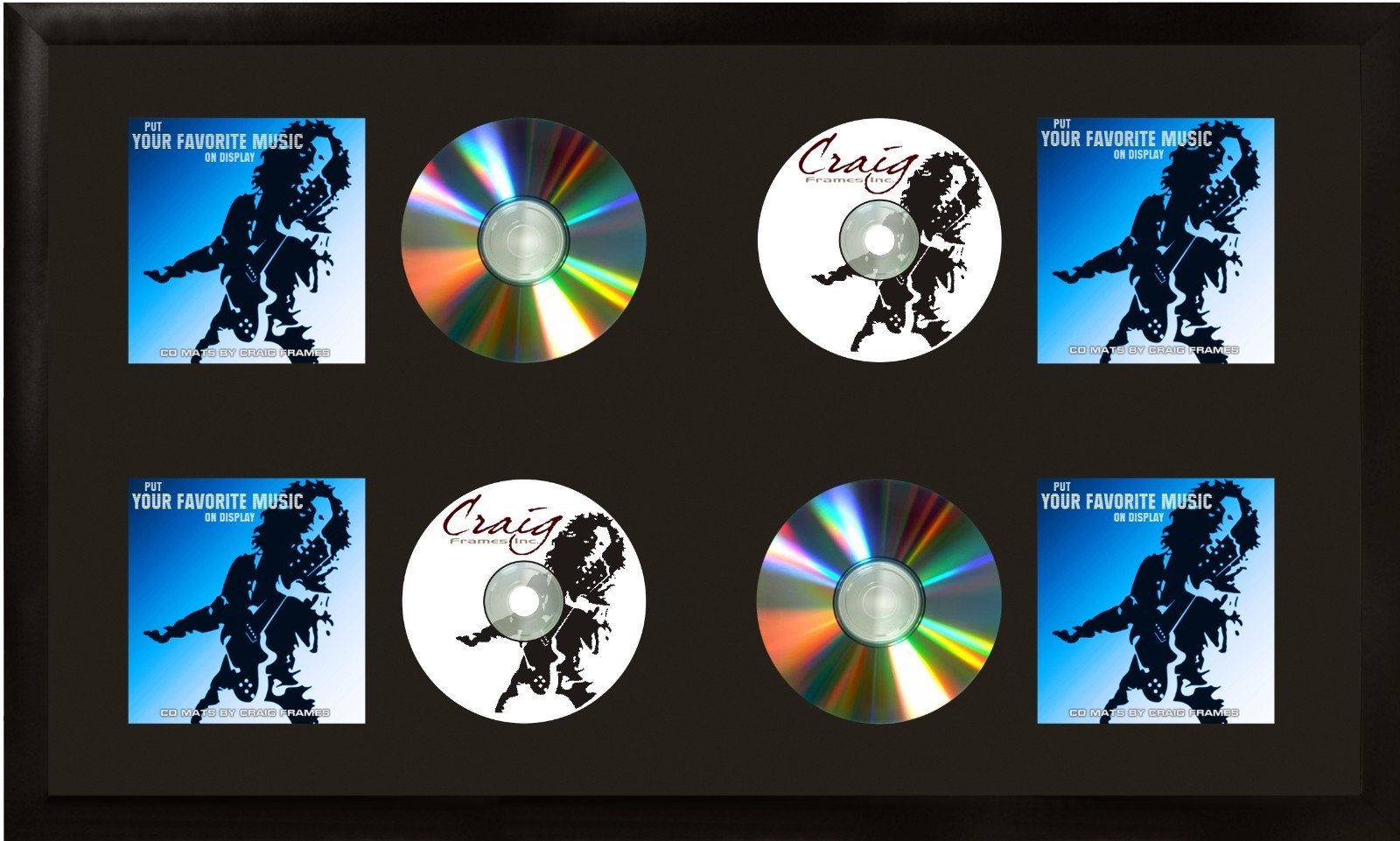 Craig Frames, 4-CD Display Mat Complete with 1″ Wide Satin Black Frame