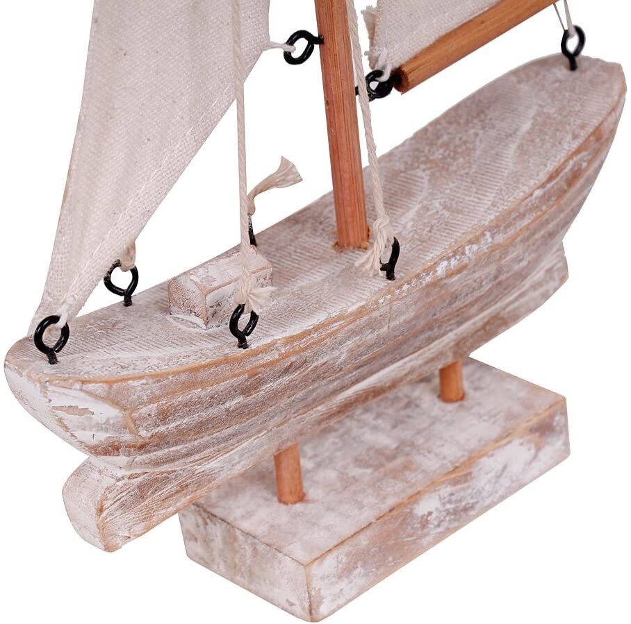 Wood Boat Nautical Themed Home Decorating Toy Figure Decorative Ornament