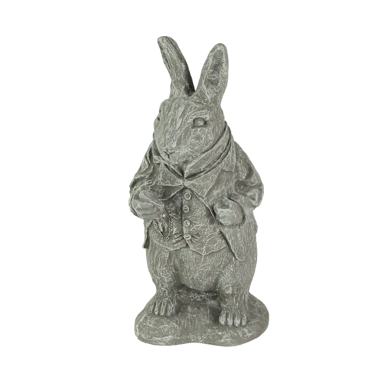 3 Piece Alice in Wonderland, Rabbit & Mad Hatter Light Gray Cement Statue Set