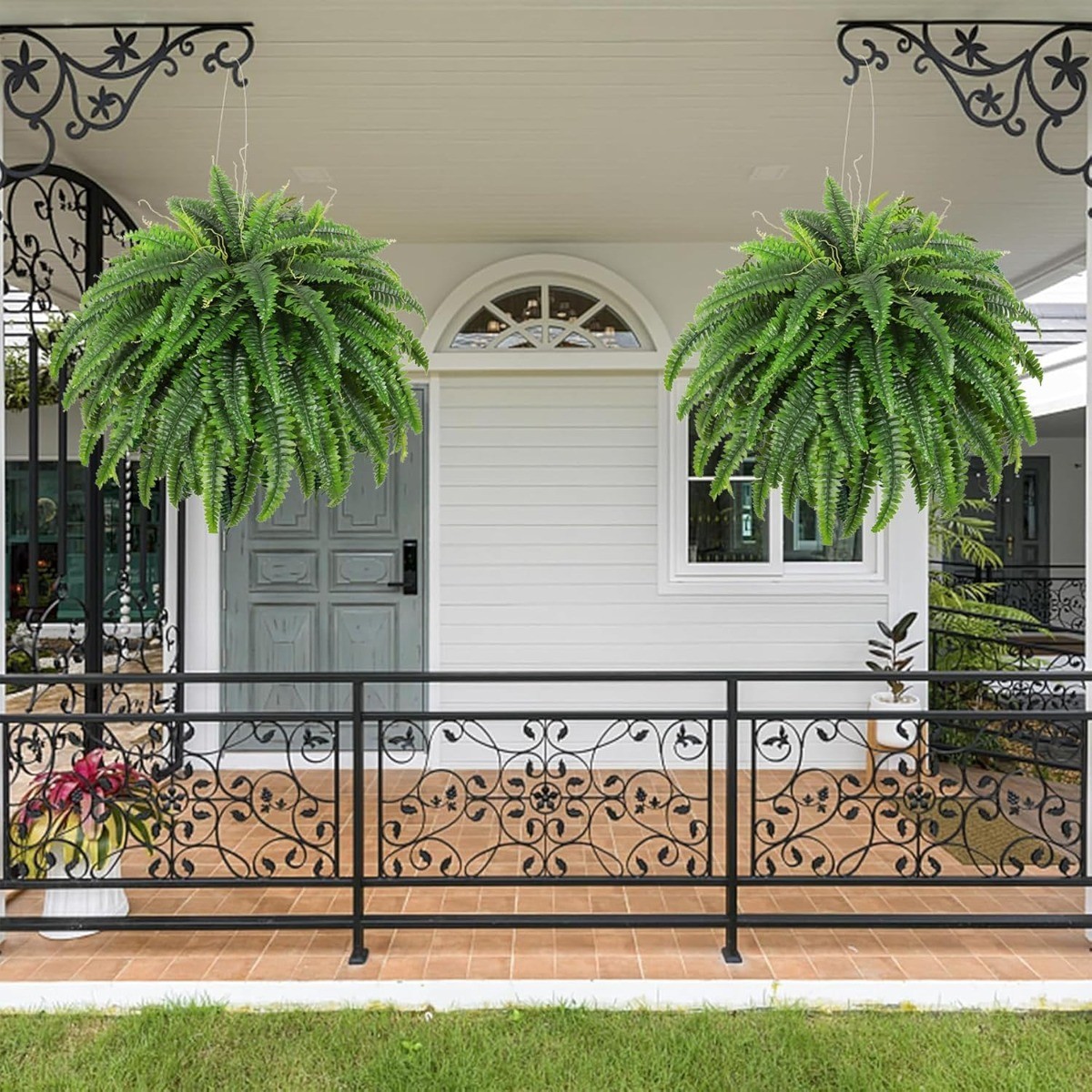 2X Fake Ferns Faux Boston Ferns 24″ Artificial Plants 60 Leaves for Each Bouquet
