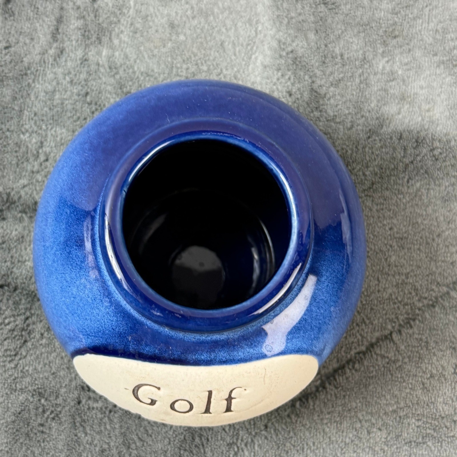 Golf Money Ceramic Coin Bank Jar Blue Desk Decor Gift Golfer Man Cave Novelty