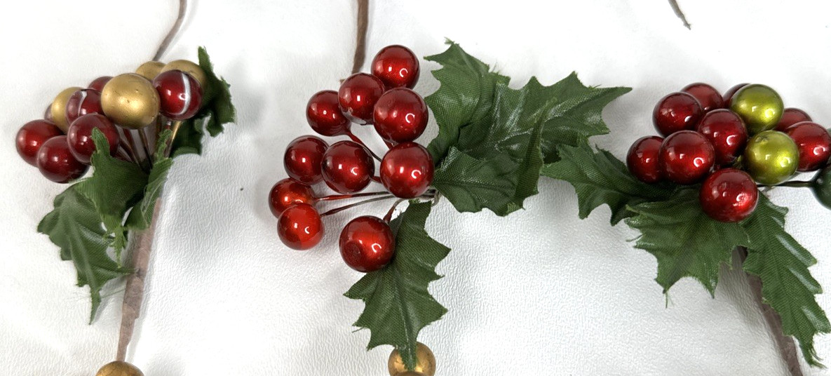 New 4″ Floral Berry Sprays 24 Assorted Gold White 3 Red 1 Green Hobby Lobby Read