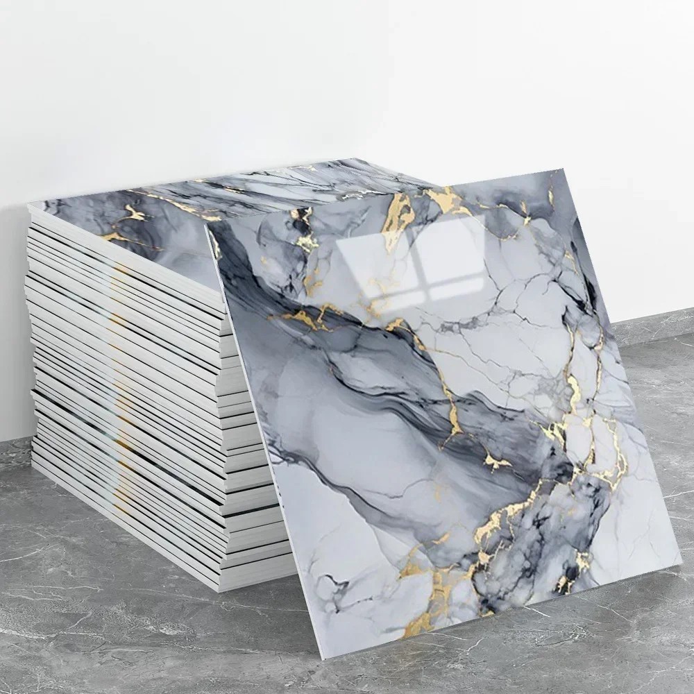 3D Marble Tile Wall Sticker Waterproof Self Adhesive Renovation Decor Film