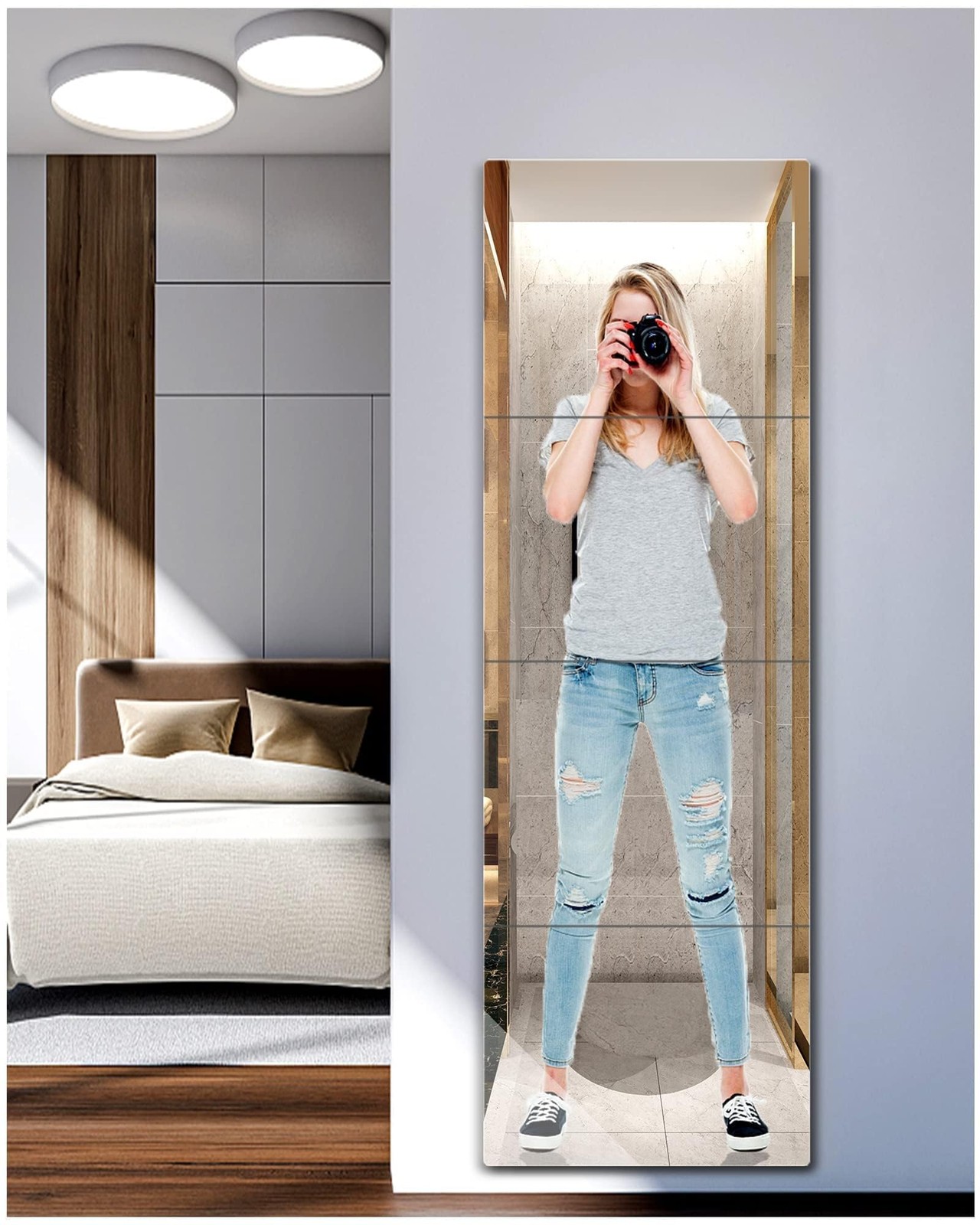 Unbreakable Full Length Mirror For Wall Mounted, Over The Door Mirror, Full B…