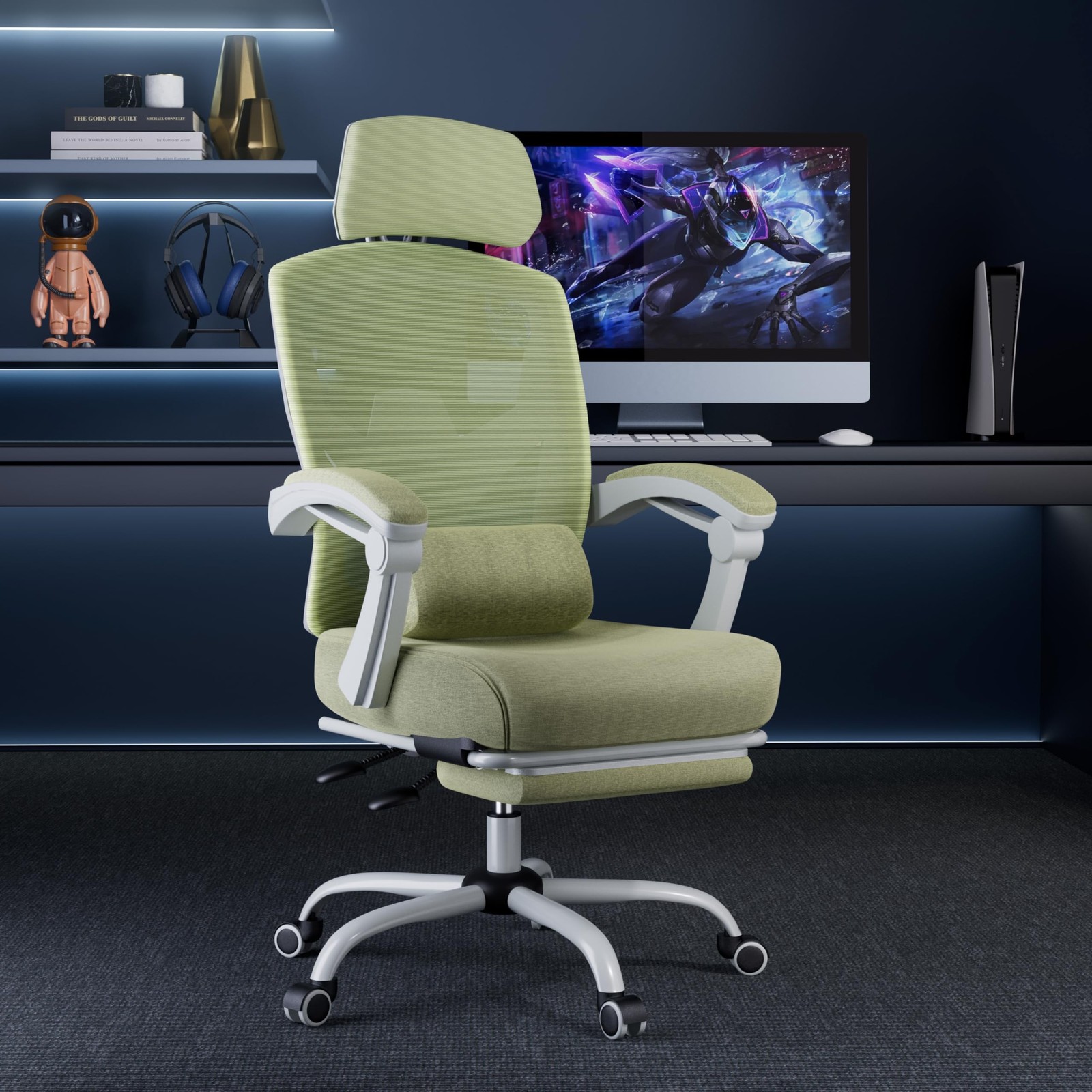 DUMOS Office Desk Chair with Footrest Ergonomic Gaming Chair for Adults Compu…
