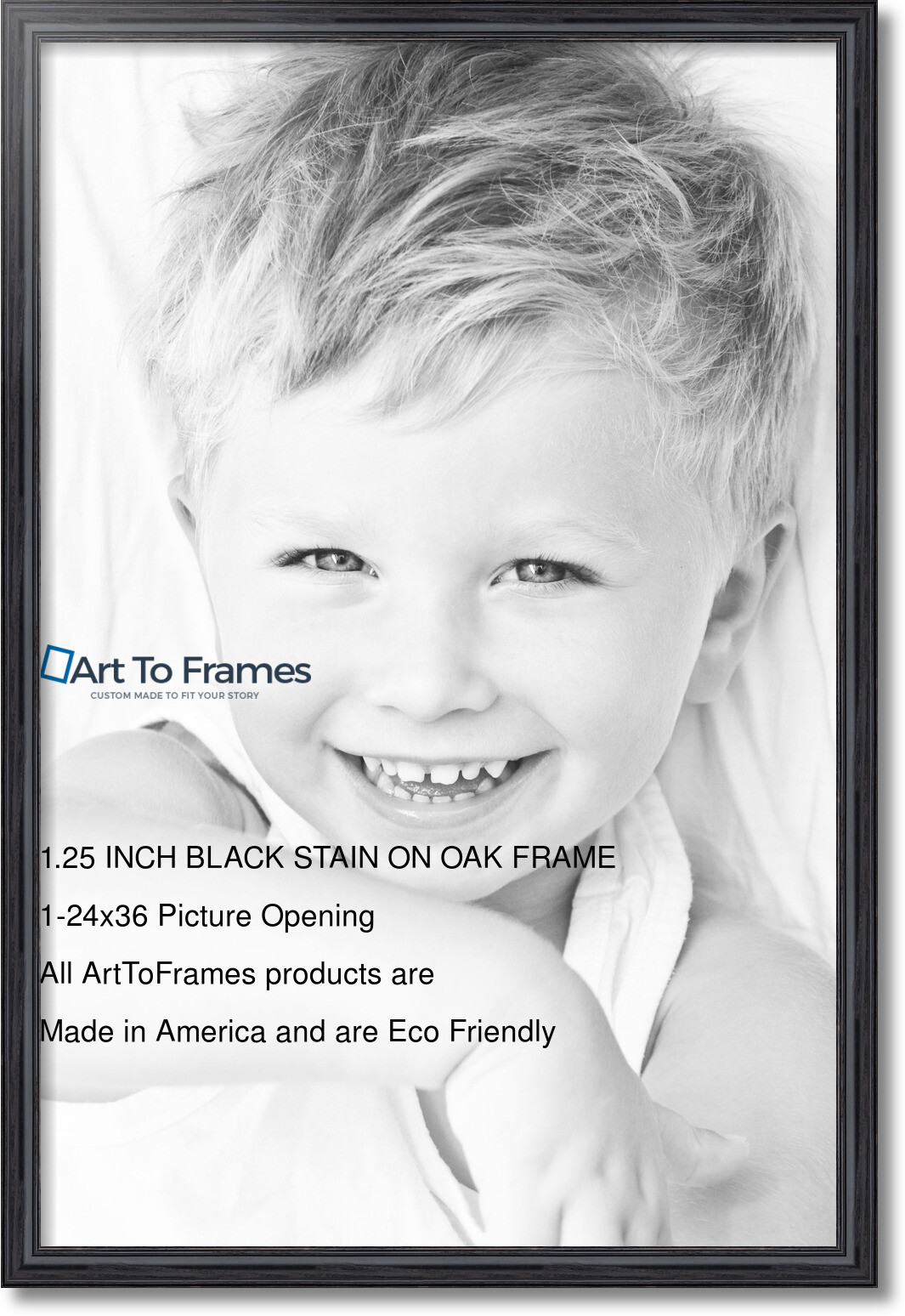 ArtToFrames Custom Picture Poster Frame Black Stain on Oak 1.25″ Wide Wood