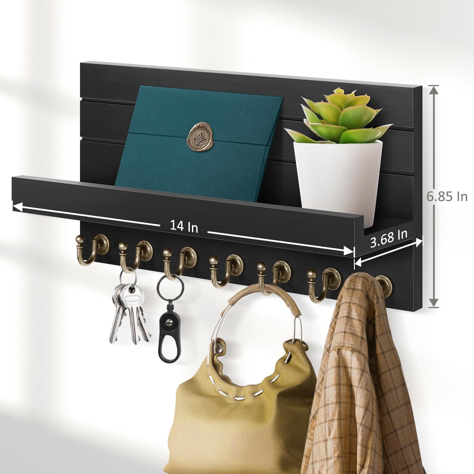 Key Holder for Wall Upgraded 7 Sturdy Key Hooks Easy Installation Mail Organi…