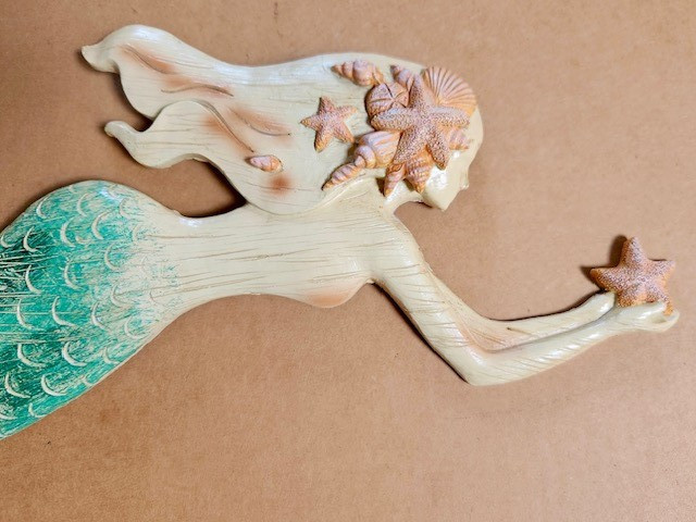 Swimming Mermaid with Shells Wall Hanging | 21×8″| Ready-to-Hang