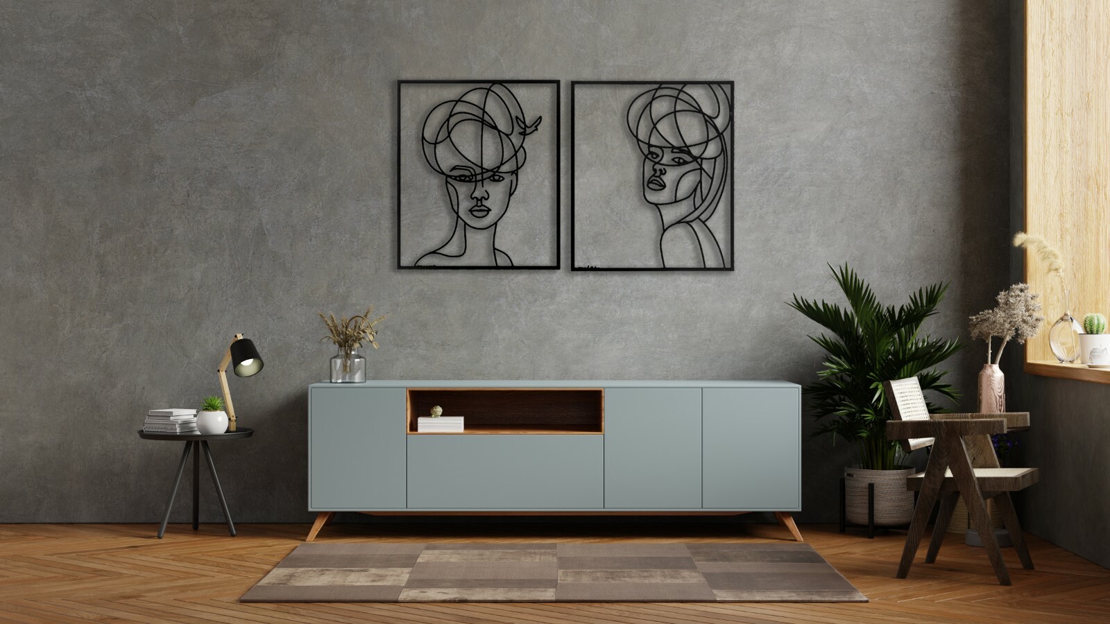 Metal Sexy Line Two Women Decor,Face Wall Art,Family,Tree Passion,Gift,Room,Home