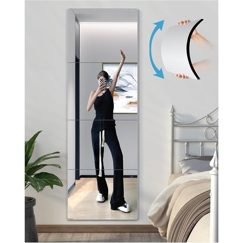 Acrylic Full Length Mirror Shatterproof Body Mirror Easy Installation Home Gym