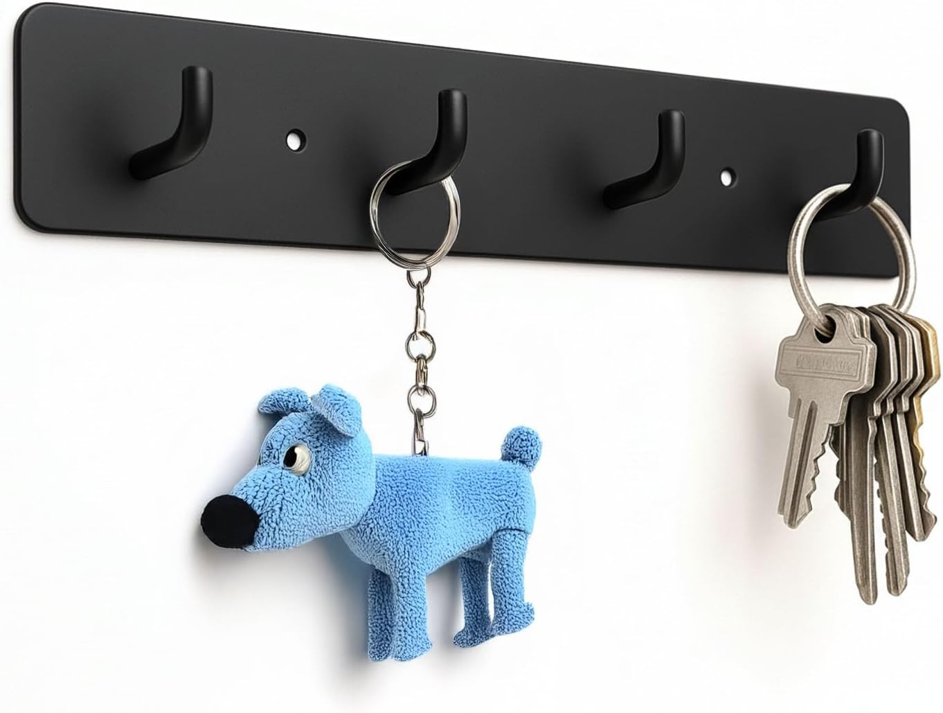 Key Holder Wall Mount, Key Rack with 4 Hooks for Wall/Door Mounted Metal Keys Ra