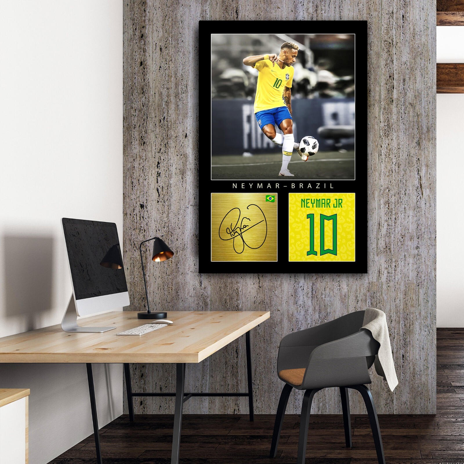 Neymar Jr. Football Canvas Legends Motivational Wall Art Framed Canvas Decor