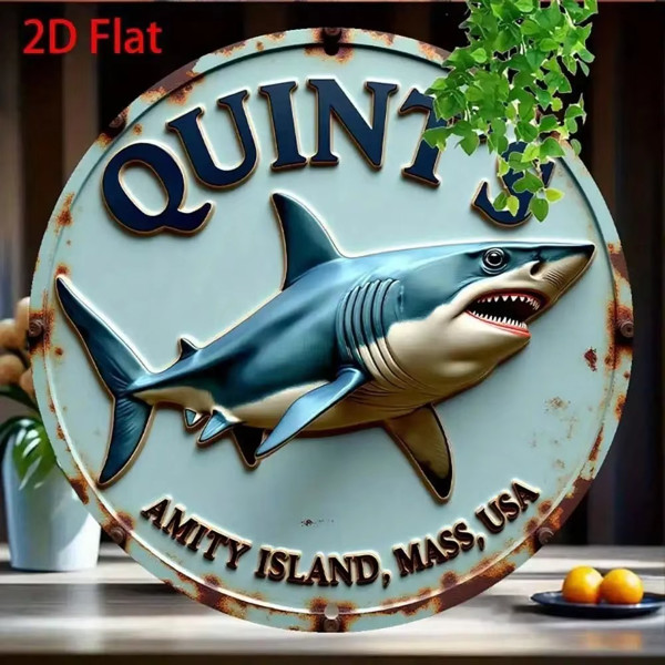 Jaws Movie Amity Island Shark Metal Sign Vintage Retro Tin Sign Wall Decor 7.8in