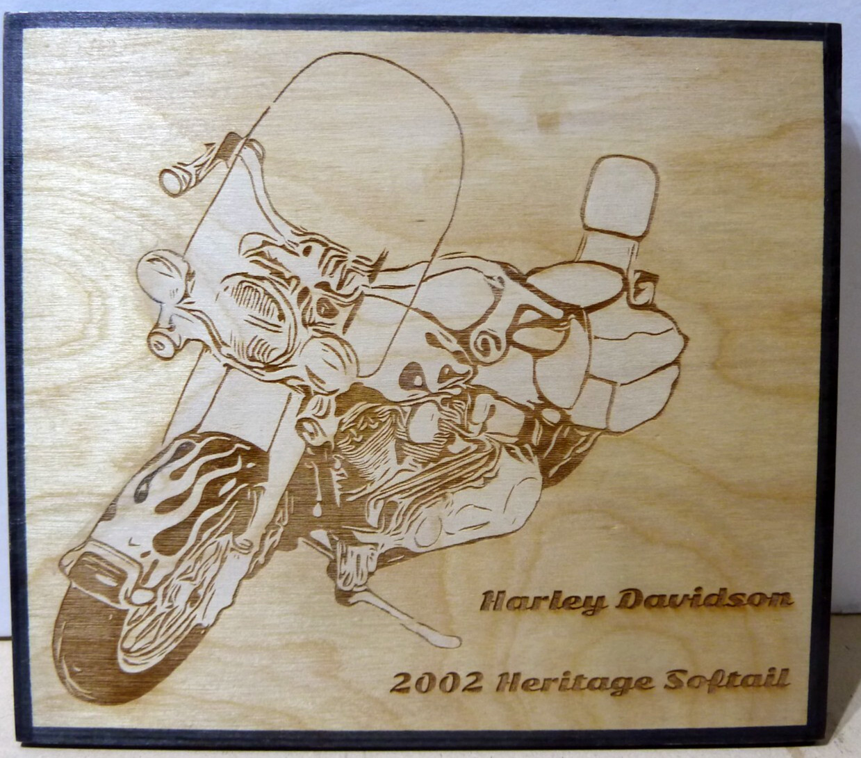 Harley 2002 Heritage Softail-Wood Engraved Plaque,Wall Art,,Wall Hanging(E)