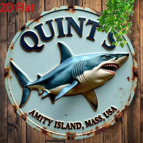 Jaws Movie Amity Island Shark Metal Sign Vintage Retro Sign Wall Decor 8×8 In