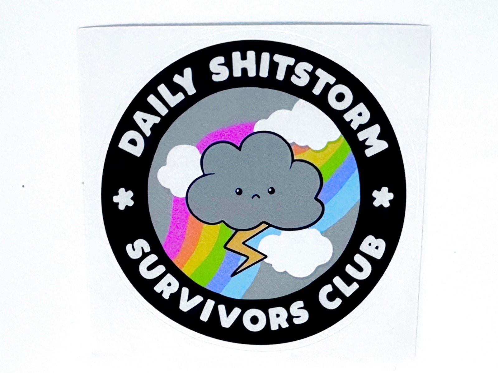 Daily Shitstorm Survivors Club Sticker Funny Humor Quote Colorful Phone Tablet