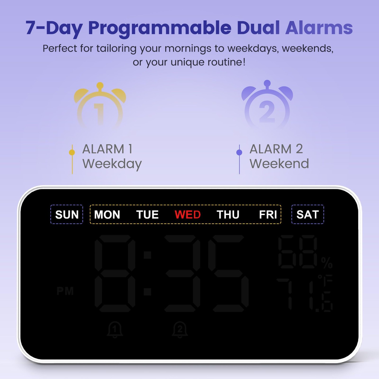 Bed Shaker Loud Alarm Clock for Heavy Sleepers Adults, Vibrating Dual Alarm C…