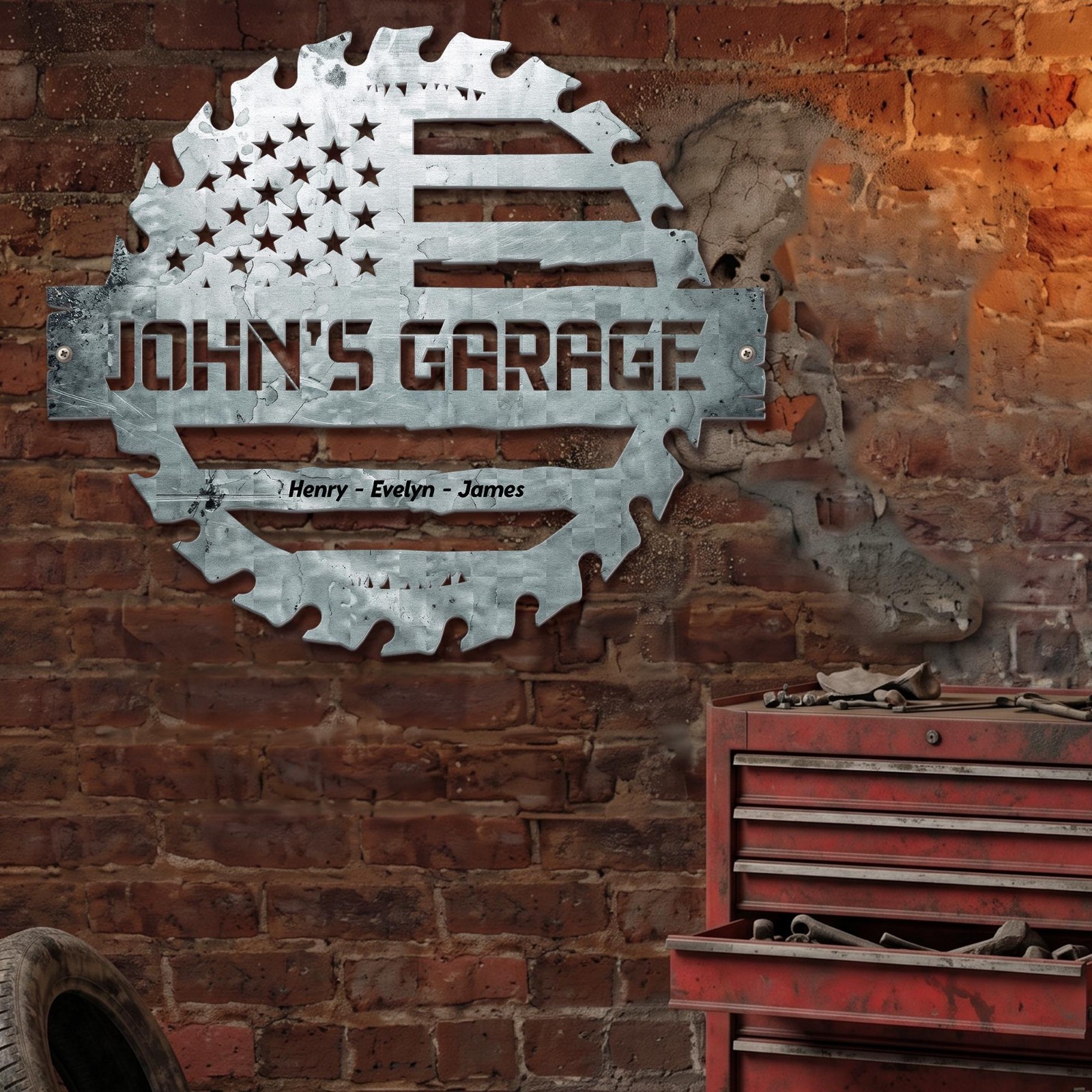 Custom Daddys Garage Metal Sign Personalized Fathers Day Gift Mechanic Decor