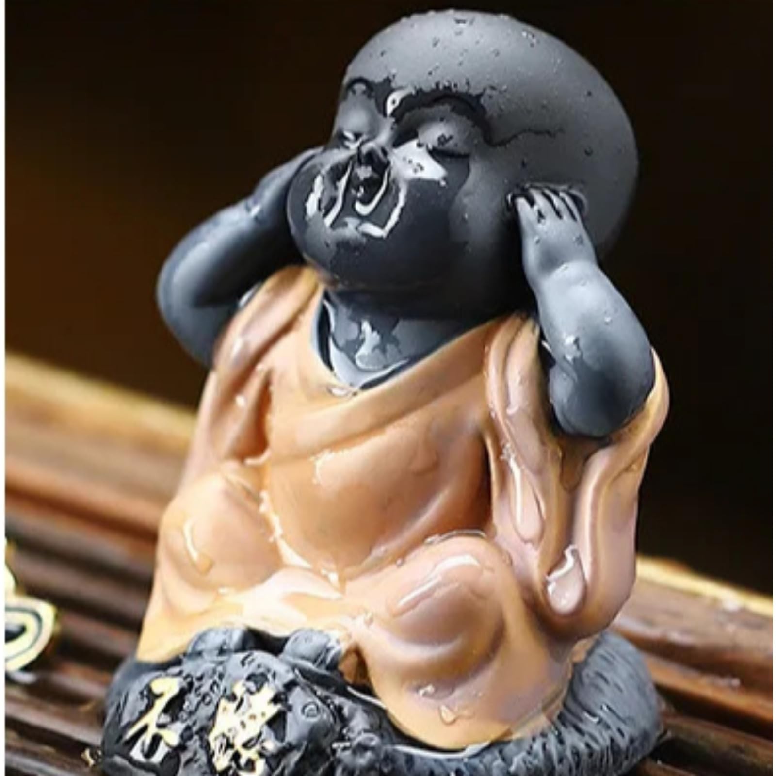 Color Changing Little Monk Resin Tea Pet Accessory 6.3cm 2.5in Tea Set Zen Decor