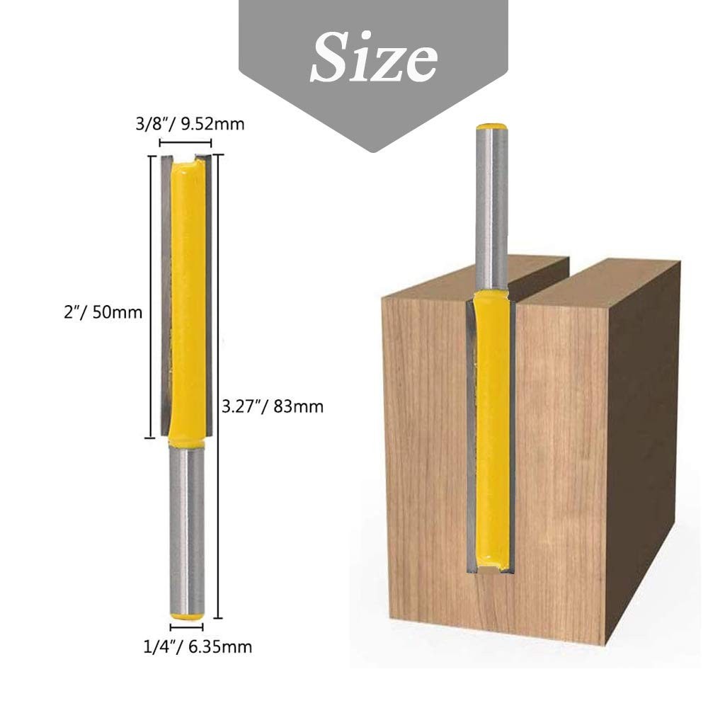 Extra Long Straight Router Bit Set 1/4 Shank 2 3 Inch Cutting