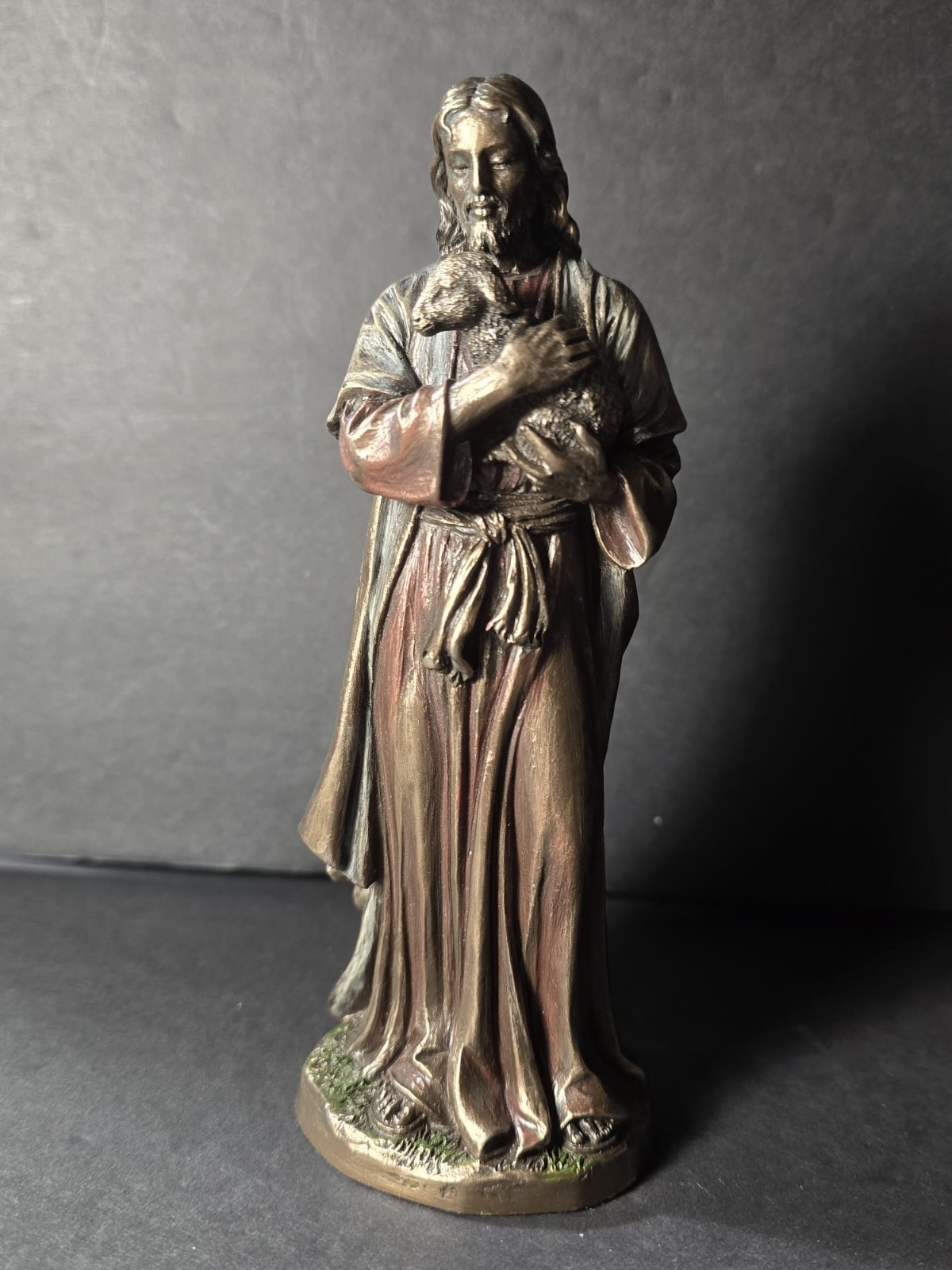 Jesus Holding A Lamb (Cold Cast Bronze & Resin Statue) 6″ Inches DE02