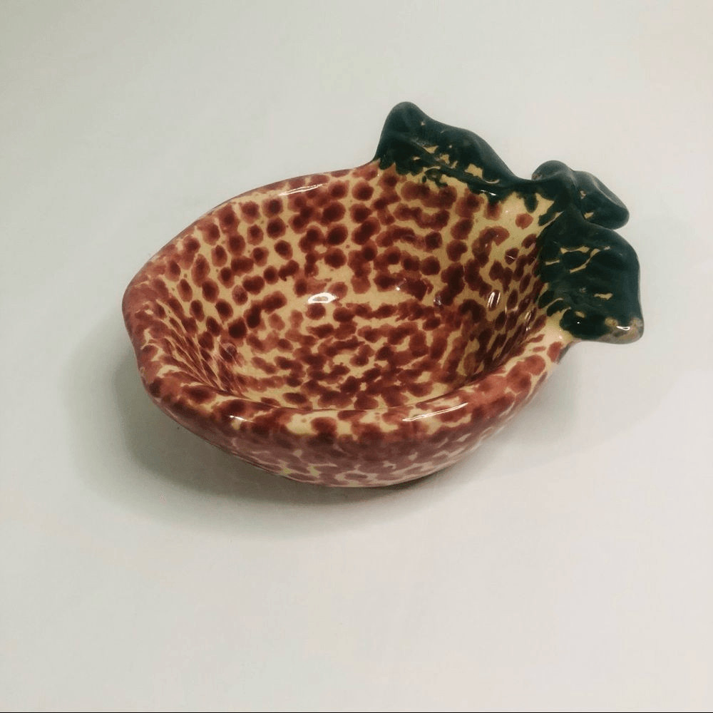 vtg ceramic apple dish red spatterware trinket dish country grandma core