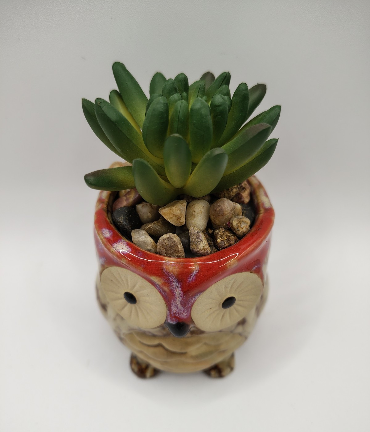 Owl Planter with Artificial Succulent Plant