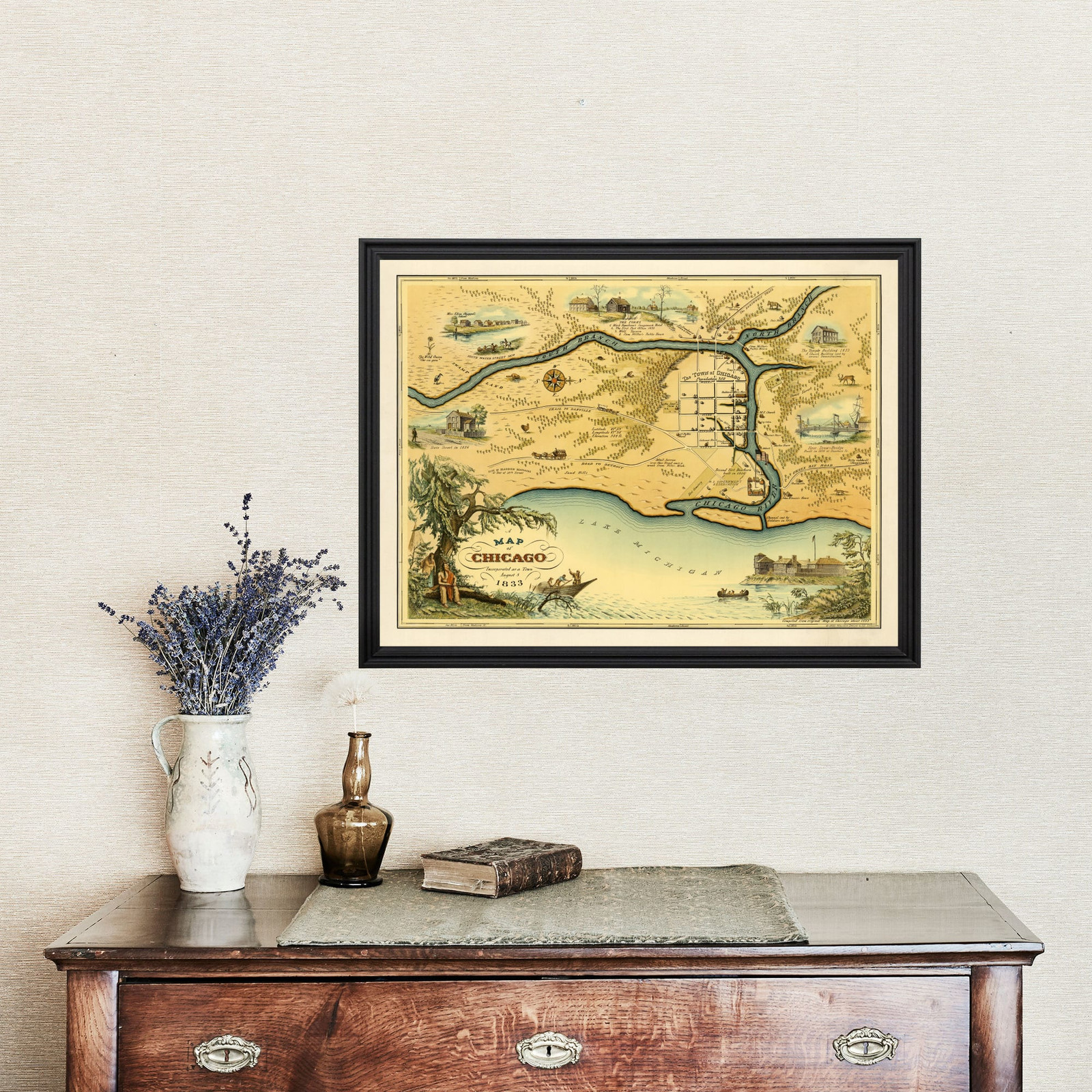 Old Map of Chicago, IL 1933 – Vintage Chicago Illinois Art
