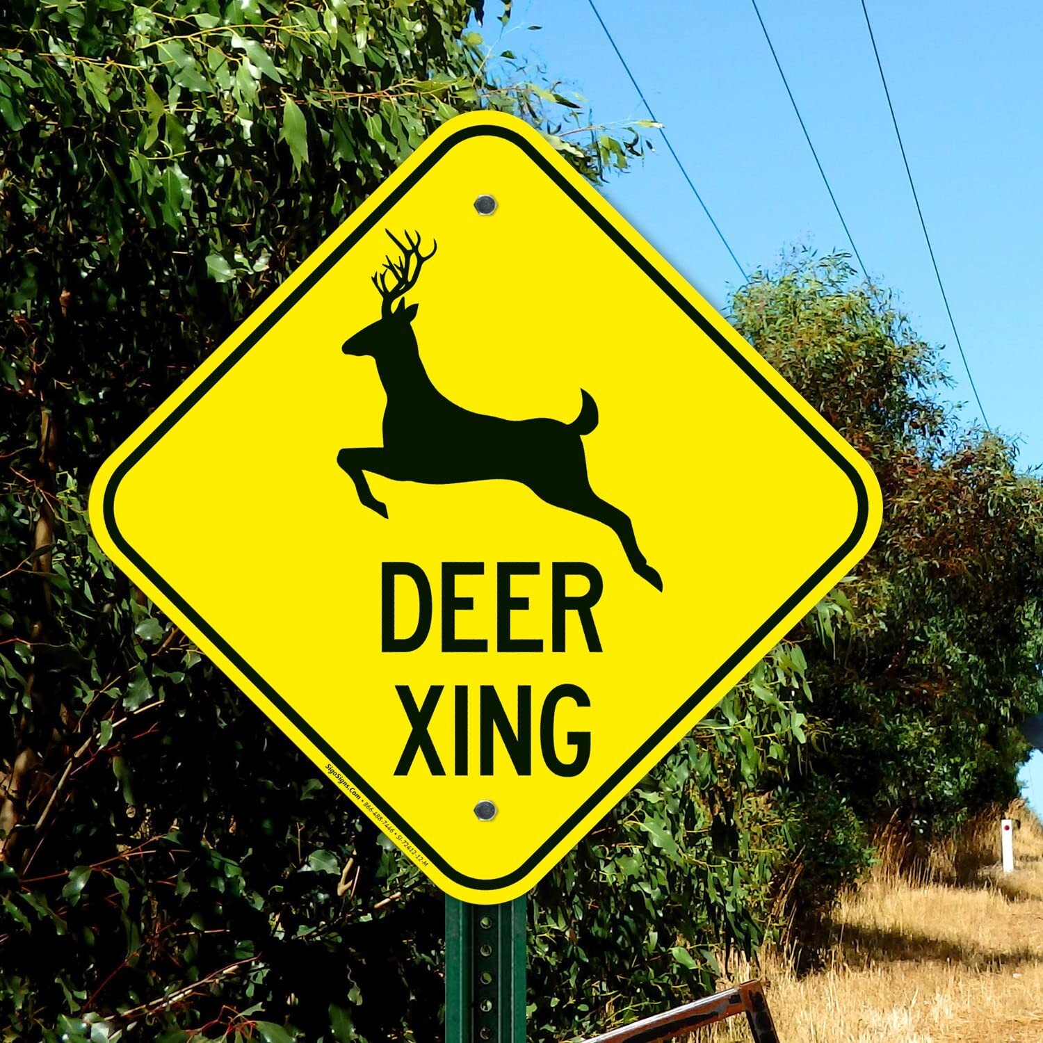 Deer Xing Sign 12″x12″ Aluminum Crossing Warning – Rustproof & Fade-Resistant