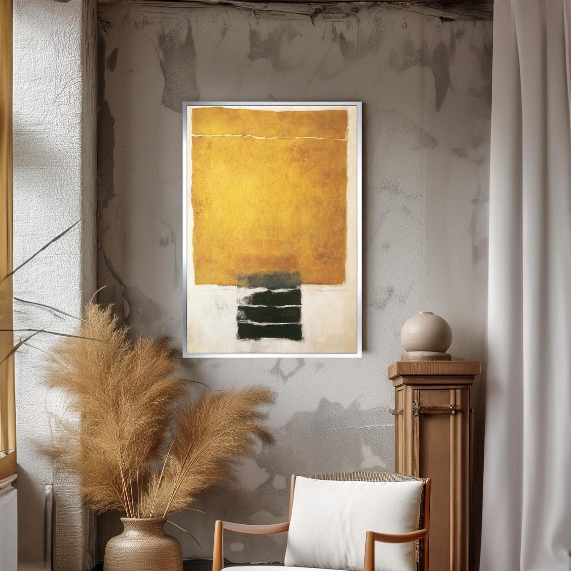 Mark Rothko Mustard Canvas Painting, Mark Rothko Production, Yellow Mark Rothko
