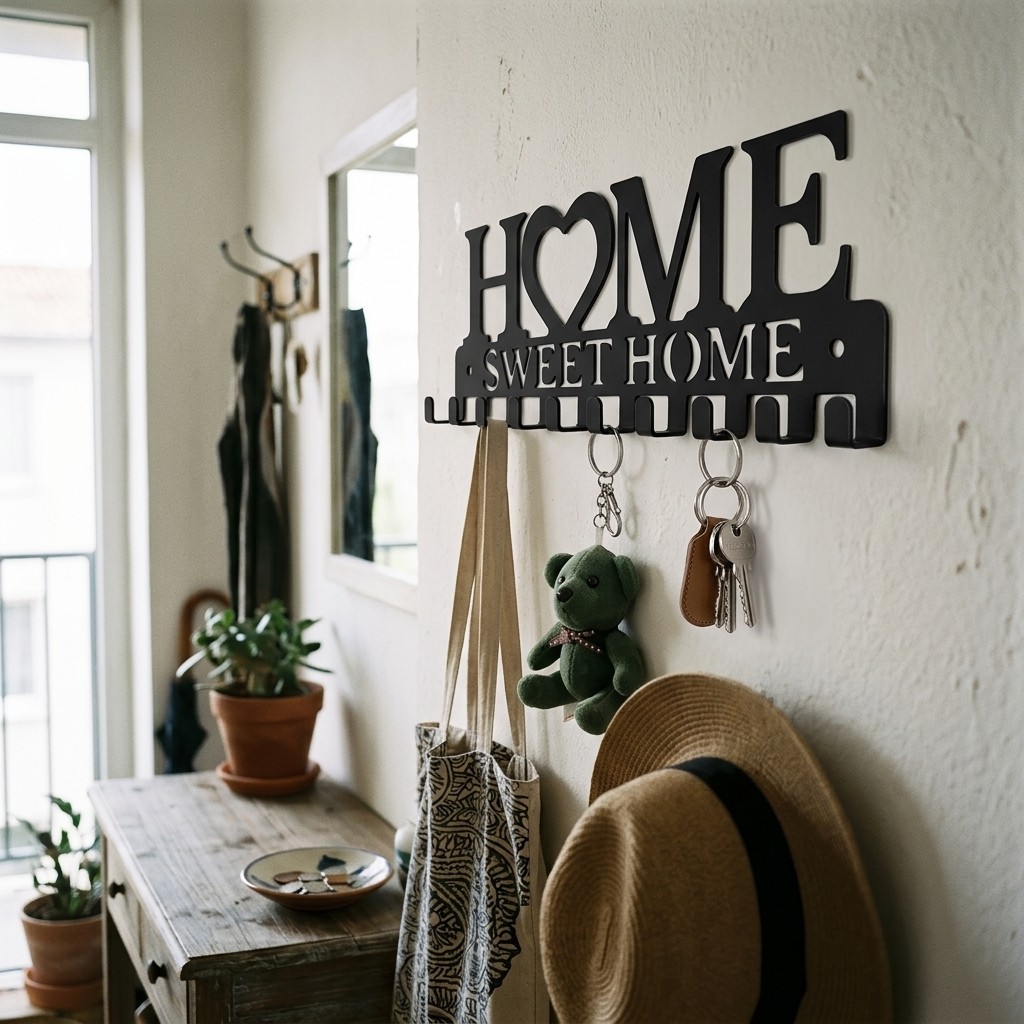 Sweet Home Decor Metal Wall Key Holder Wall Mounted Key Organizer for Entryway