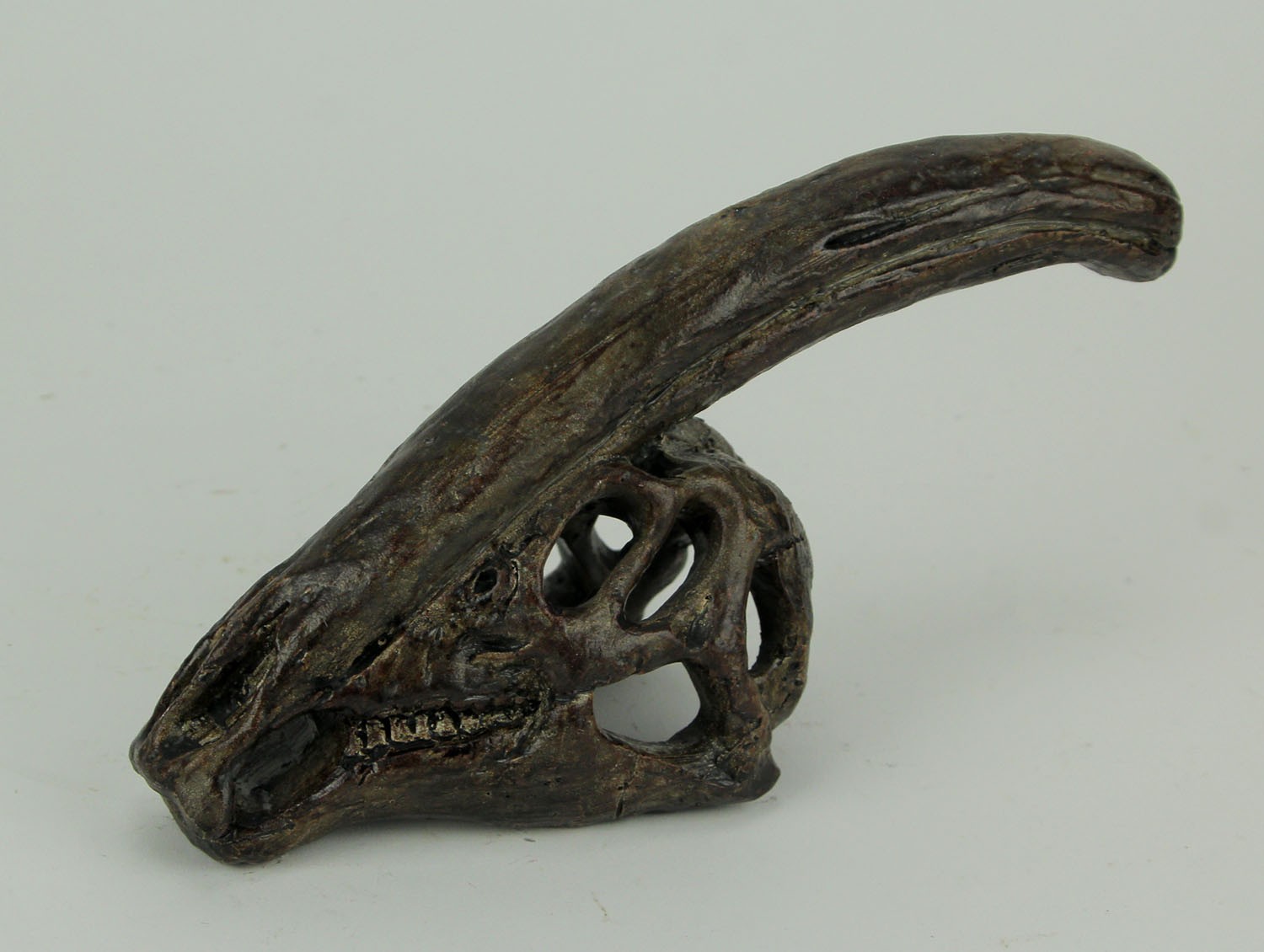 8 in Parasaurolophus Dinosaur Skull Fossil Resin Statue Home Office Decor