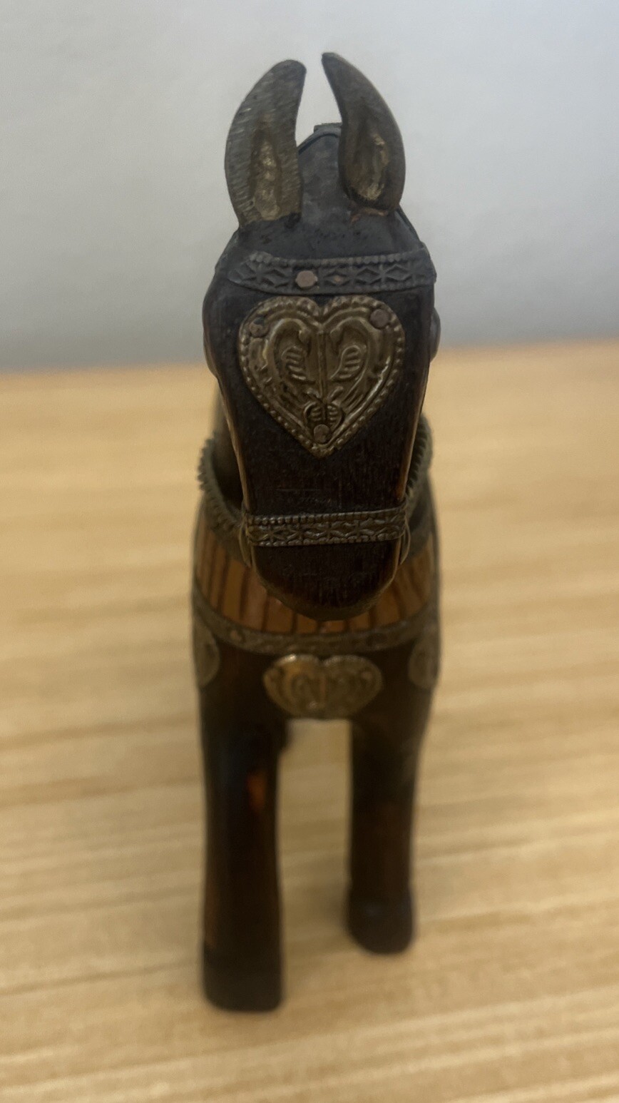 Brass And Copper Decorative Horse Statue. 6 Inch Length And 6.5 Inch Tall.