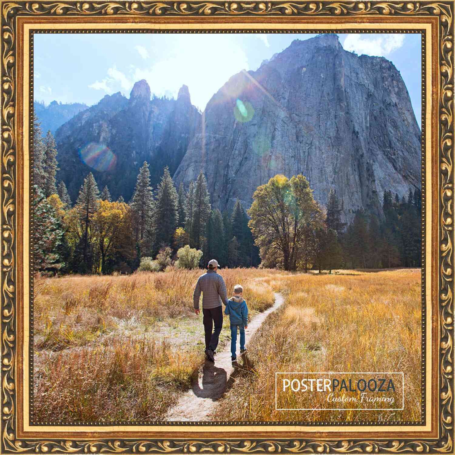 36×24 Wood Antique Frame with UV Acrylic, Available in 4 Finishes