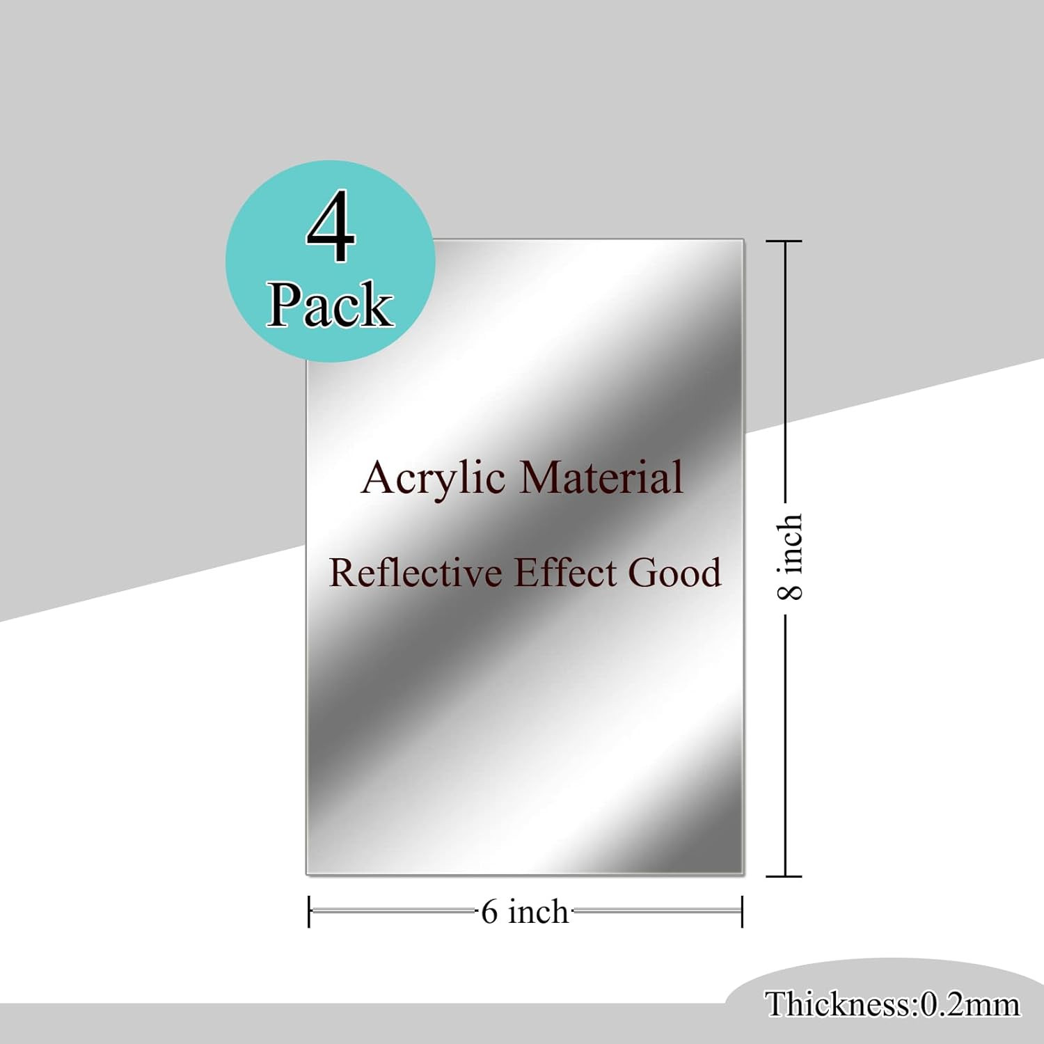 8×6 Inches Self Adhesive Acrylic Mirror Tiles 0.2mm Waterproof Flexible Mirror W