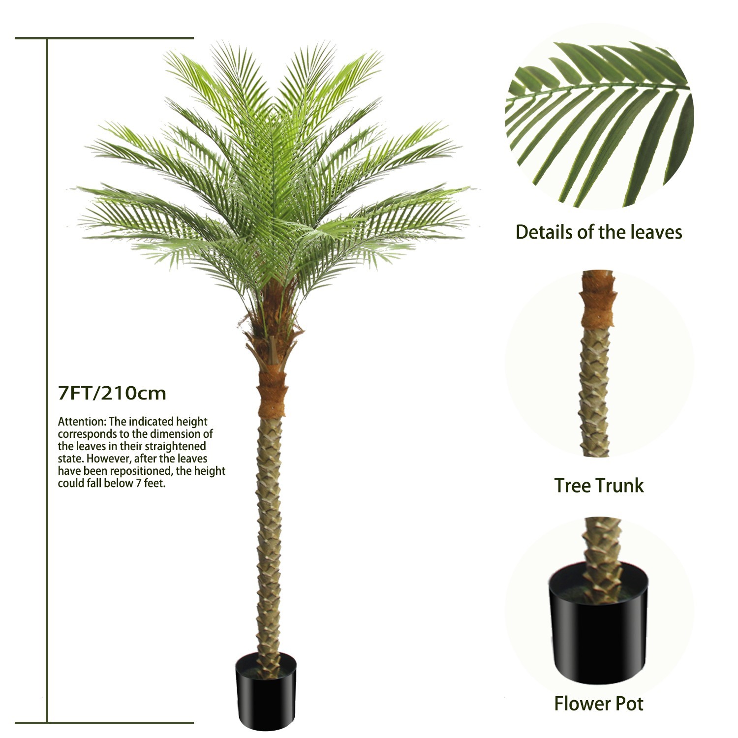 2 Pack 7ft Artificial Areca Palm Tree, Fake Tropical Palm Plant Indoor Outdoor
