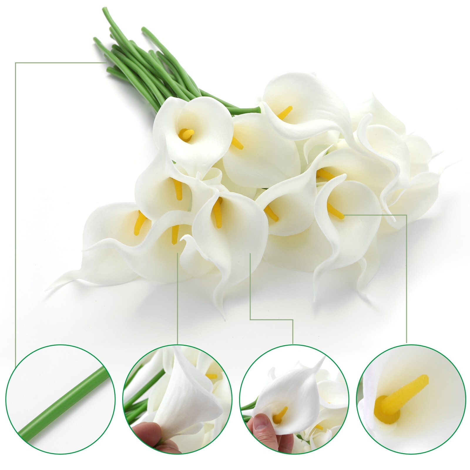 EZFLOWERY 10 Artificial Calla Lily Flowers Real Touch Latex Arrangement Bouquet