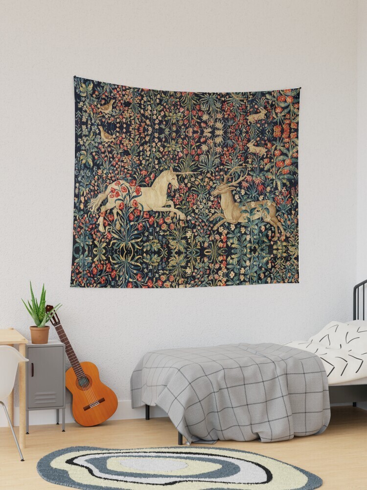 Extra Large Tapestry Wall Hanging Art Poster Background Medieval Revival Deer