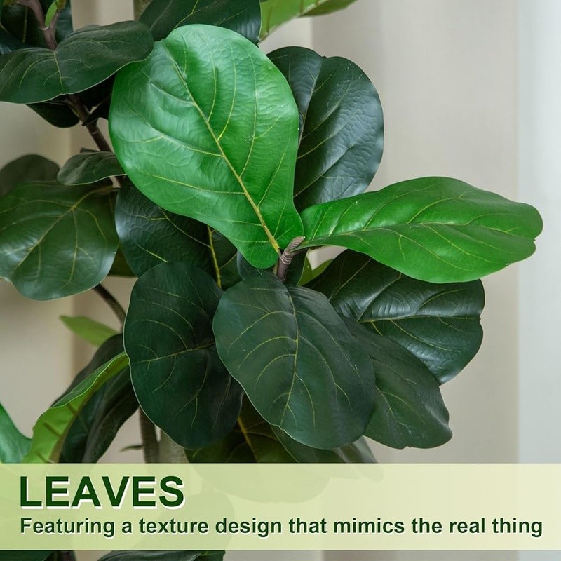Fiddle Leaf Fig Tree W/ Planter Lifelike Indoor Decor Easy Care Home Office New