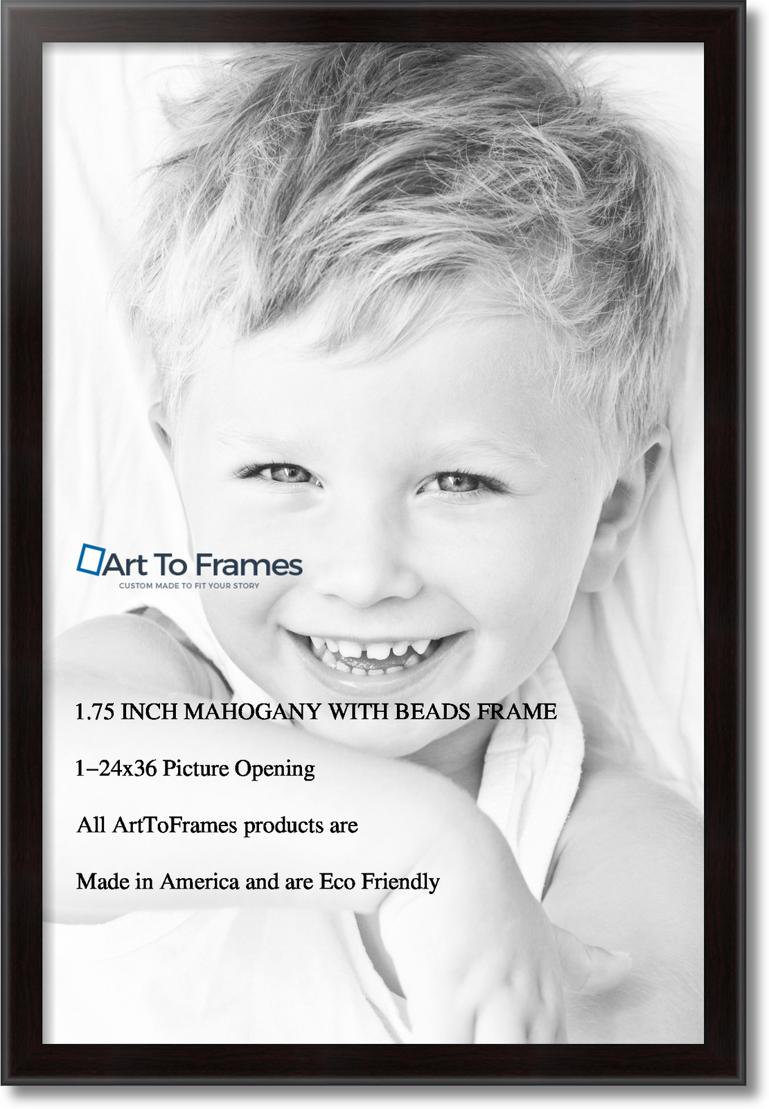 ArtToFrames 1.75″ Custom Poster Frame Brown Mahogany with Beads 4211 Large