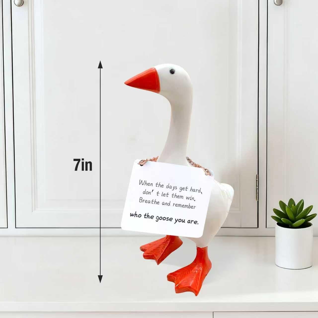 WUXULIFE Desk Goose 7 inch Cute Mini Desktop Goose Statue with Three Positive…