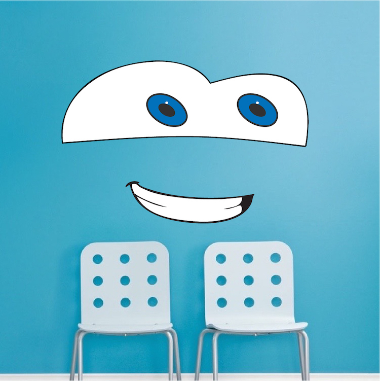 Cars Face Cartoon Wall Decal Lightning McQueen Pixar Kids Room Movie, e32
