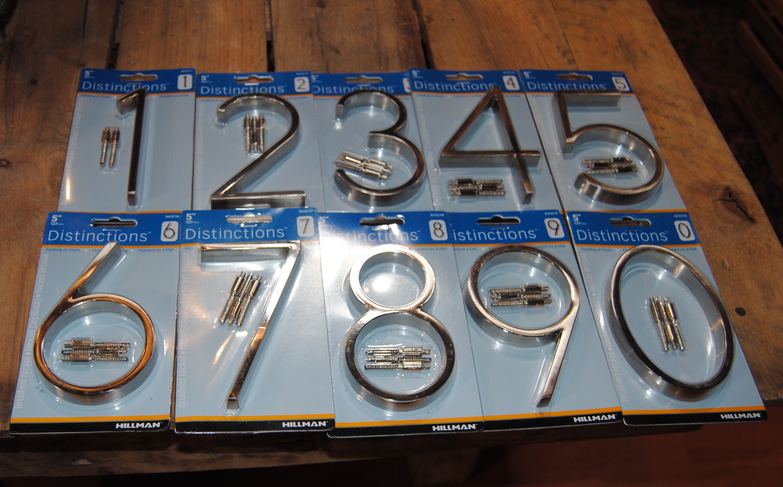 Hillman Modern 5″ Floating or Flush Mount House Address Numbers Satin Nickel
