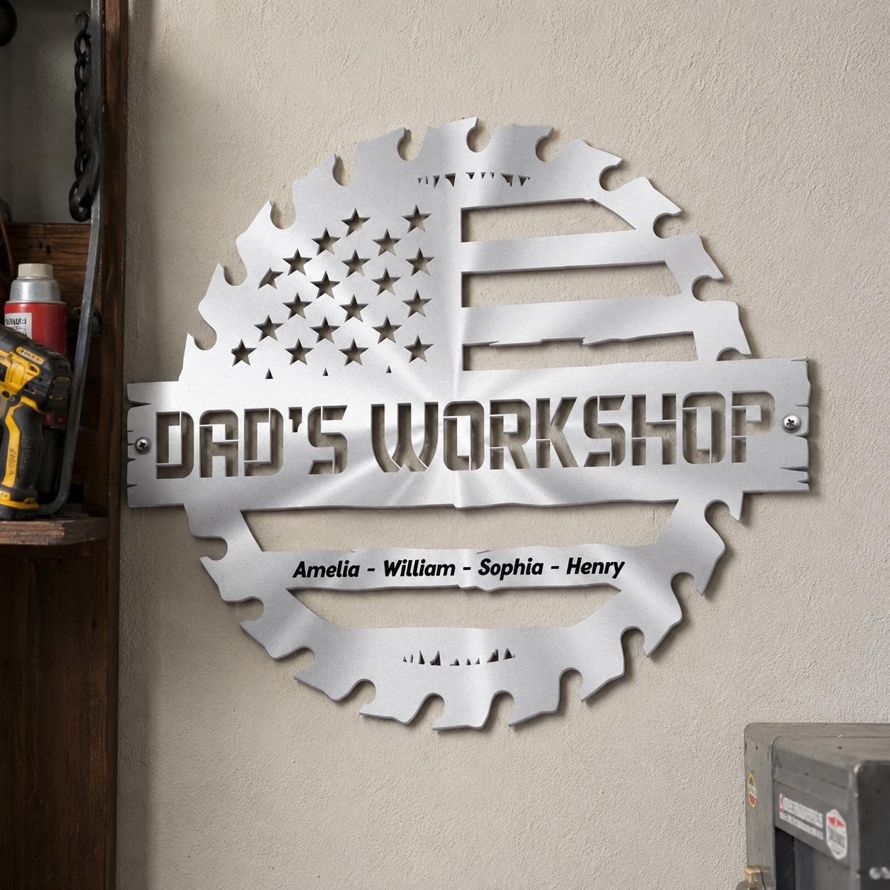Custom Daddys Garage Metal Sign Personalized Fathers Day Gift Mechanic Decor