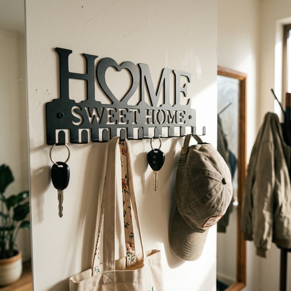 Sweet Home Decor Metal Wall Key Holder Wall Mounted Key Organizer for Entryway