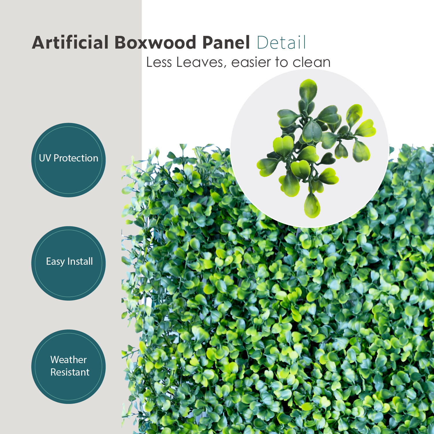 20″x20″ Artificial Boxwood Hedge Panel Double Color Lvy Leaf Fence Indoor Decor