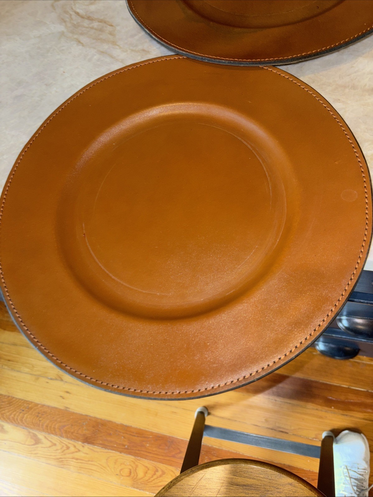 Genuine Cowhide Saddle Plate Charger Leather TC Co Set Of 6 $120