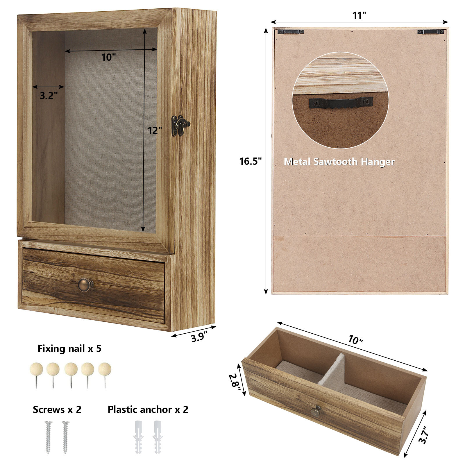 Shadow Box Display Case Large 11×16 Shadow Box Picture Frame W/ Drawer