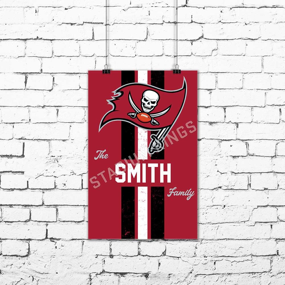 Personalized Buccaneers Family Name Football Poster Art Print- 11×17 inches