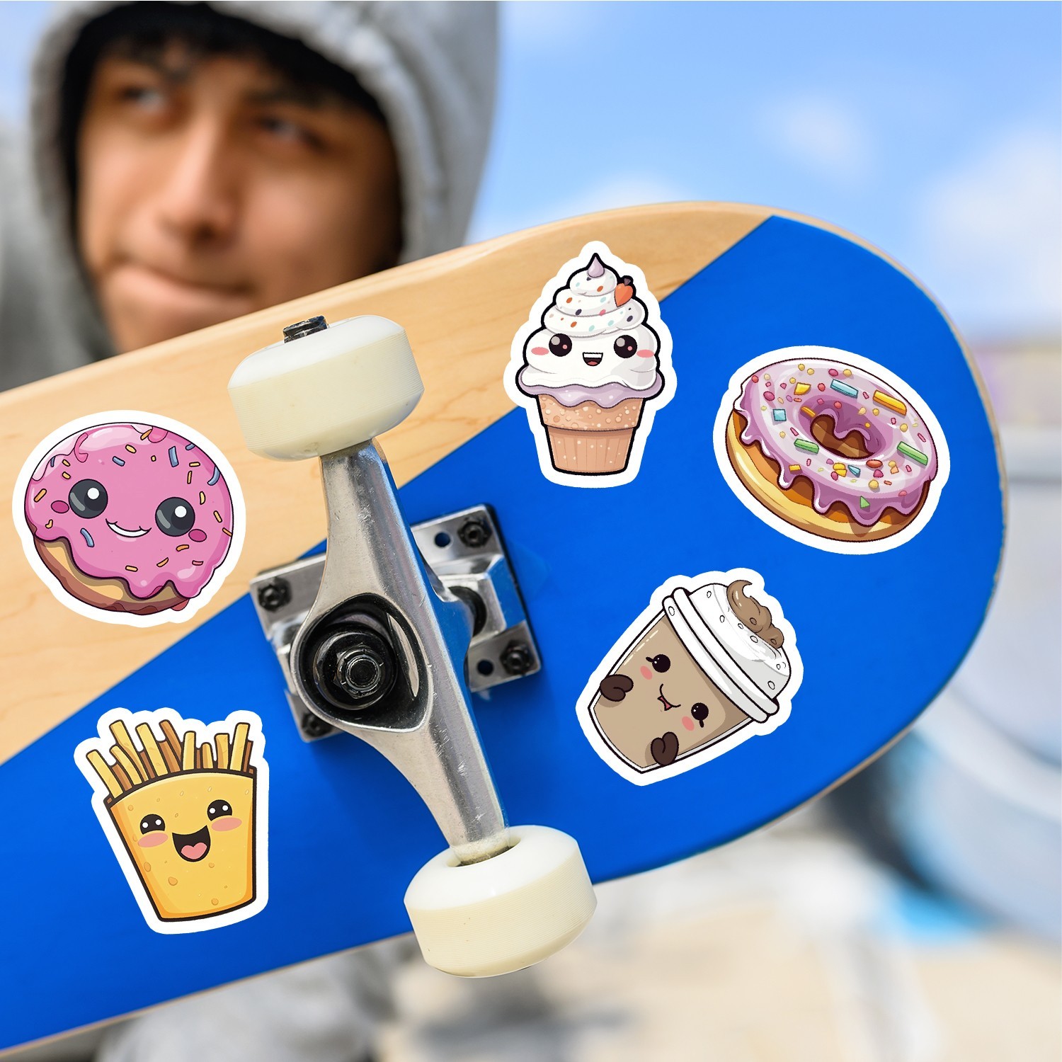 50pcs Waterproof Vinyl Stickers Donut Pizza Burger Luggage Phone Laptop Car